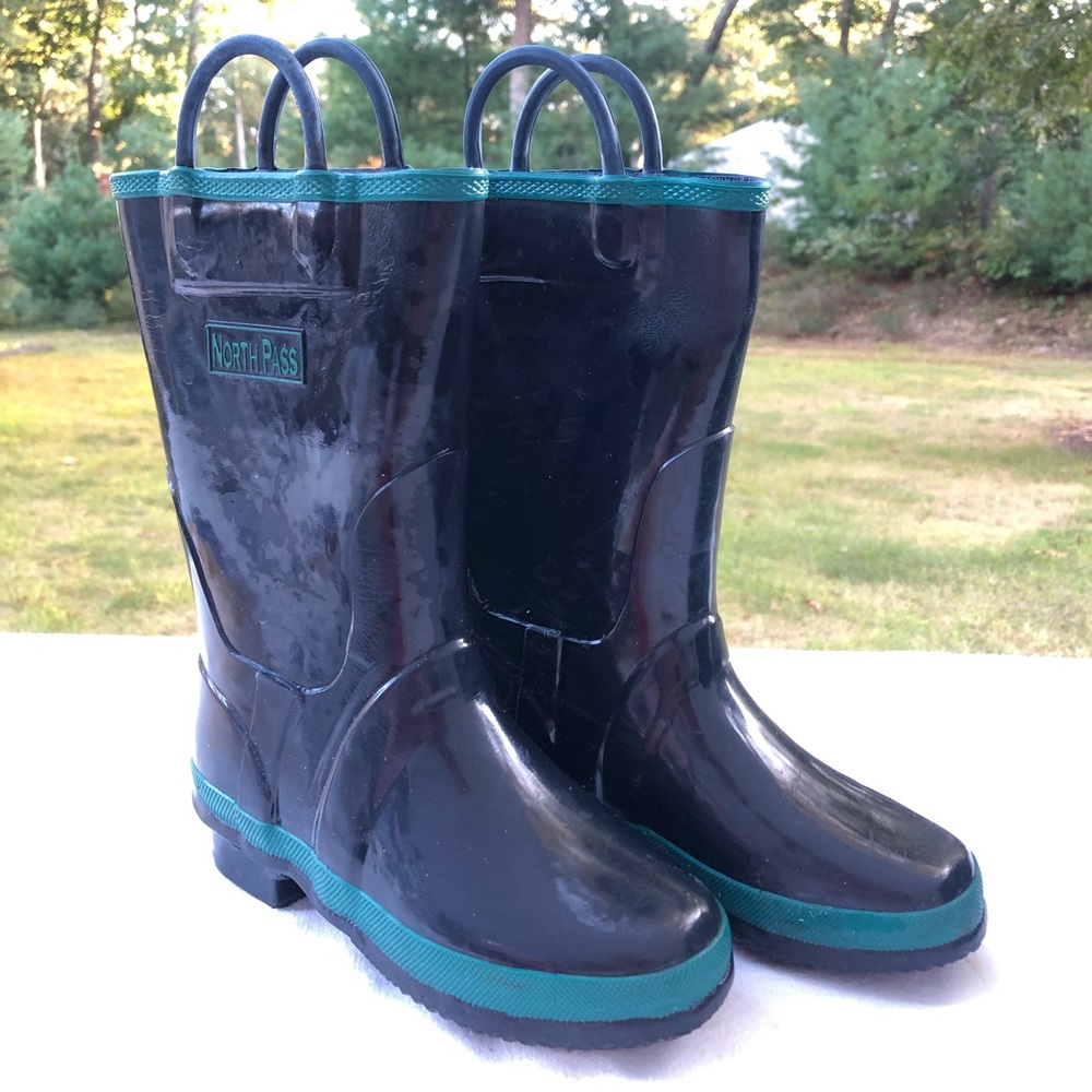 Blue and Green North Pass Kids Rain Boots